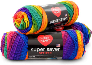 Red Heart Super Saver Yarn - Neon Stripes